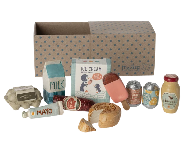Maileg Miniatur Einkaufsbox – Lebensmittel Zubehör für Mäuse