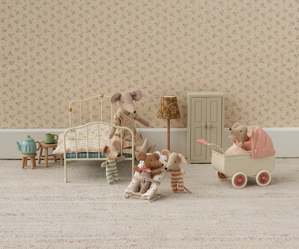 Maileg - Kinderwagen, Maus - Koralle