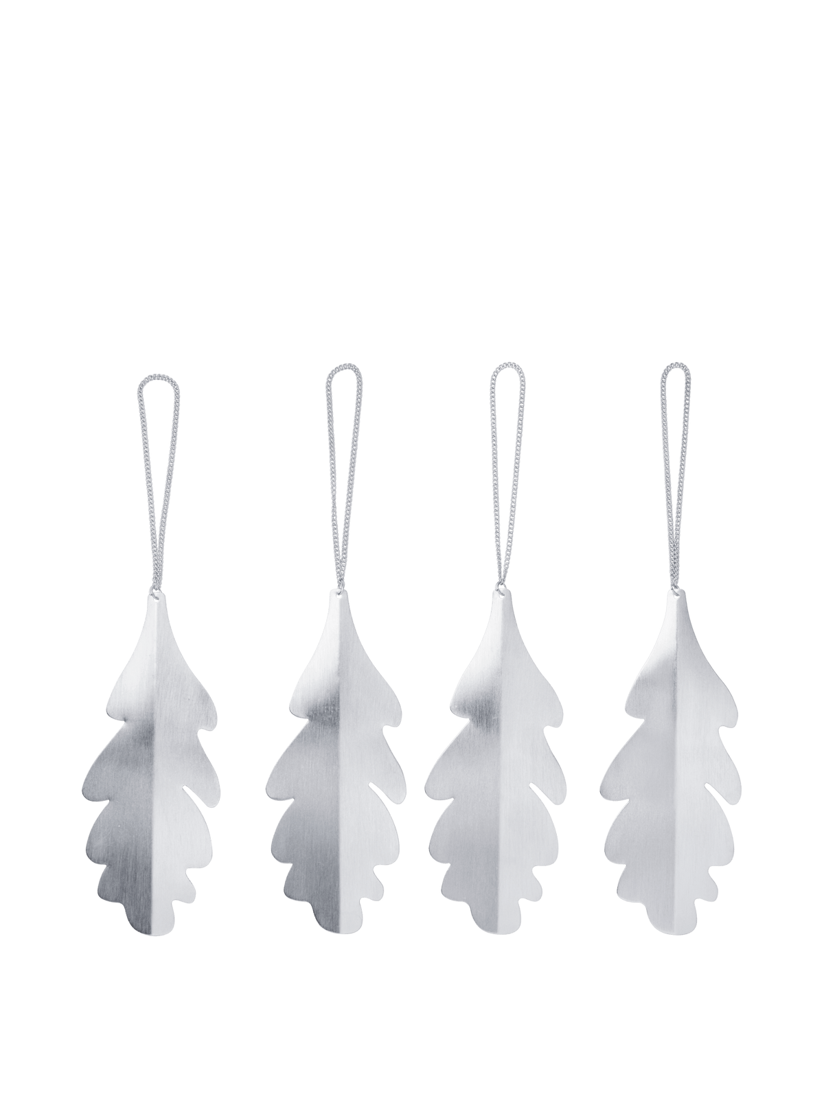 Ferm Living Eichenblatt Weihnachtsornamente – Silber, 4er-Set