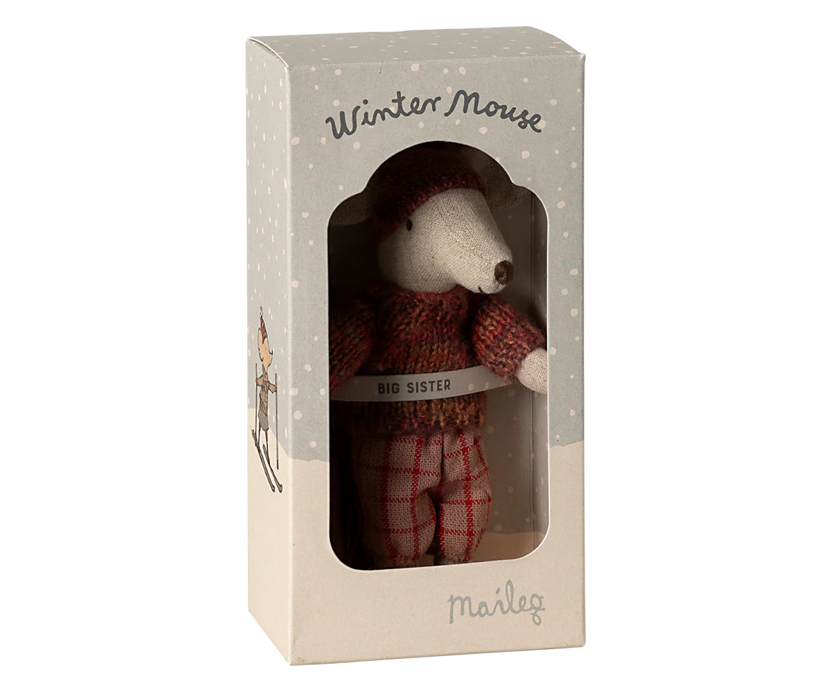 Maileg - Wintermaus mit Skiset, Große Schwester - Rose
