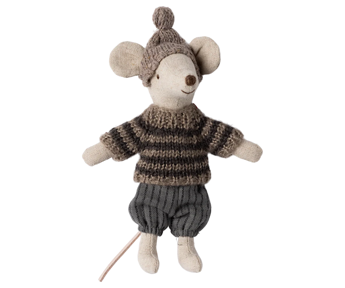 Maileg - Wintermaus mit Skiset, Großer Bruder - Grau