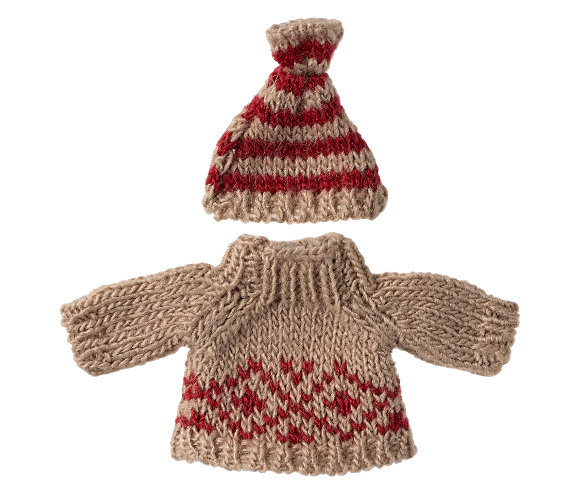 Maileg - Strickpullover und Mütze, Mama Maus