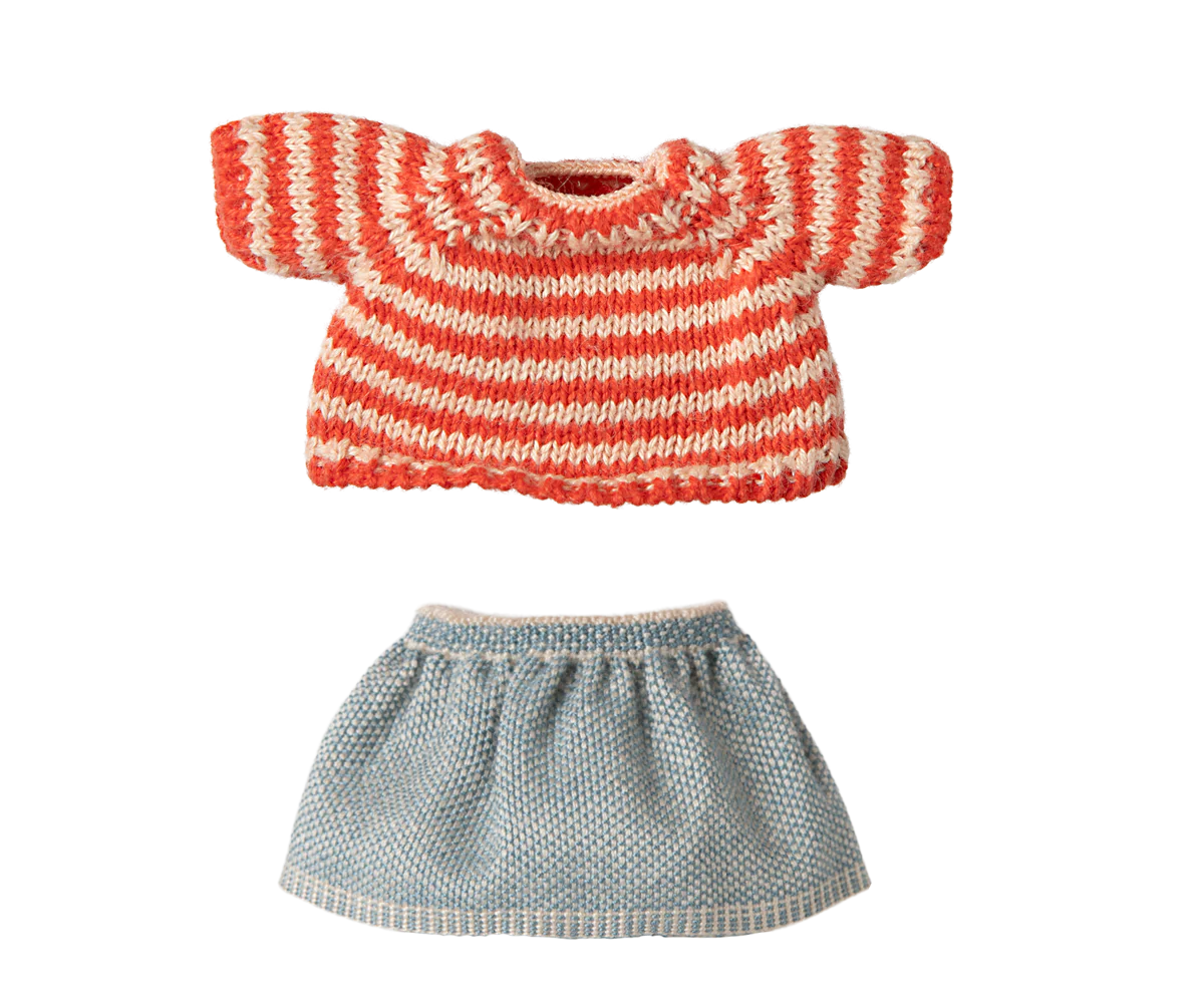 Maileg - Strickpullover und Rock, Große Schwester Maus
