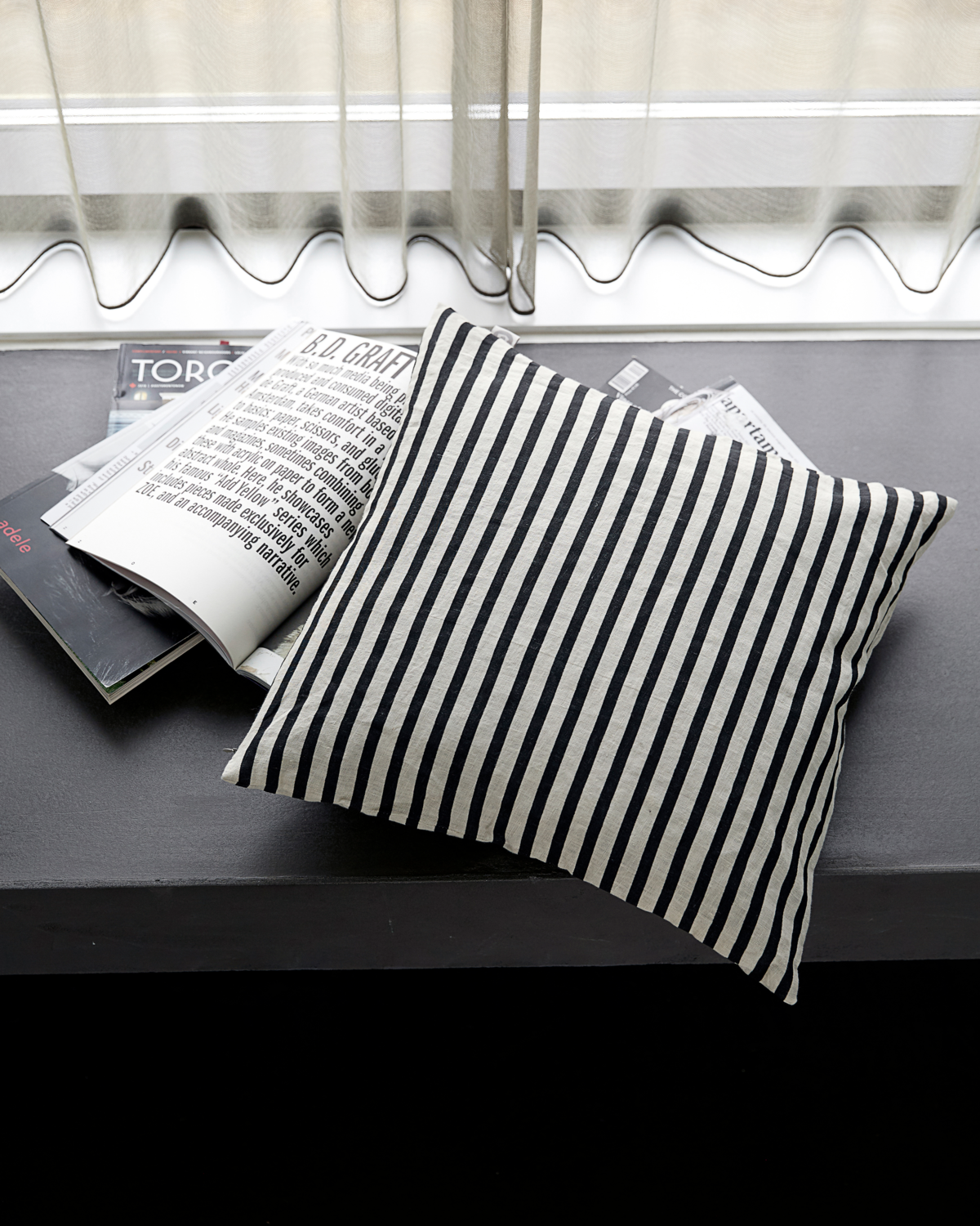 House Doctor - Kissenbezug Stripe Black/Grey