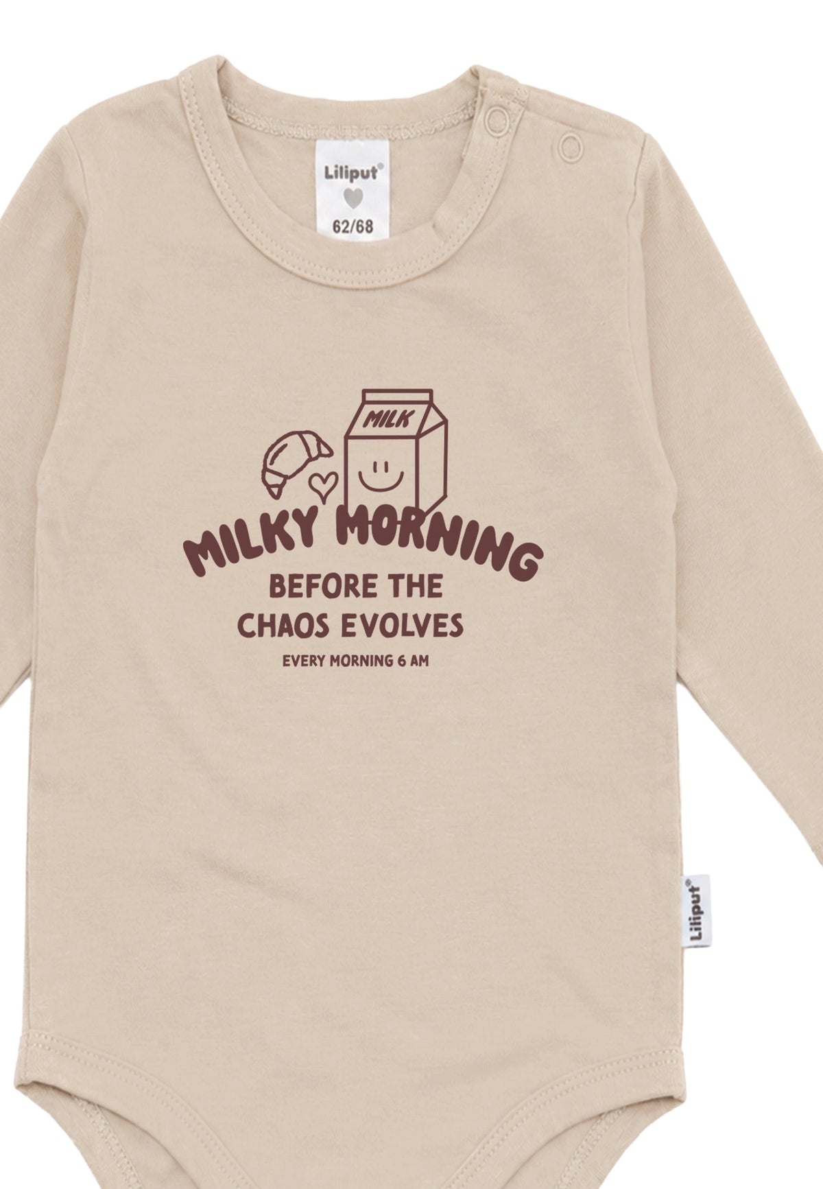 Liliput Langarm-Shirtbody „Milky Morning“ – Beige - 74/80