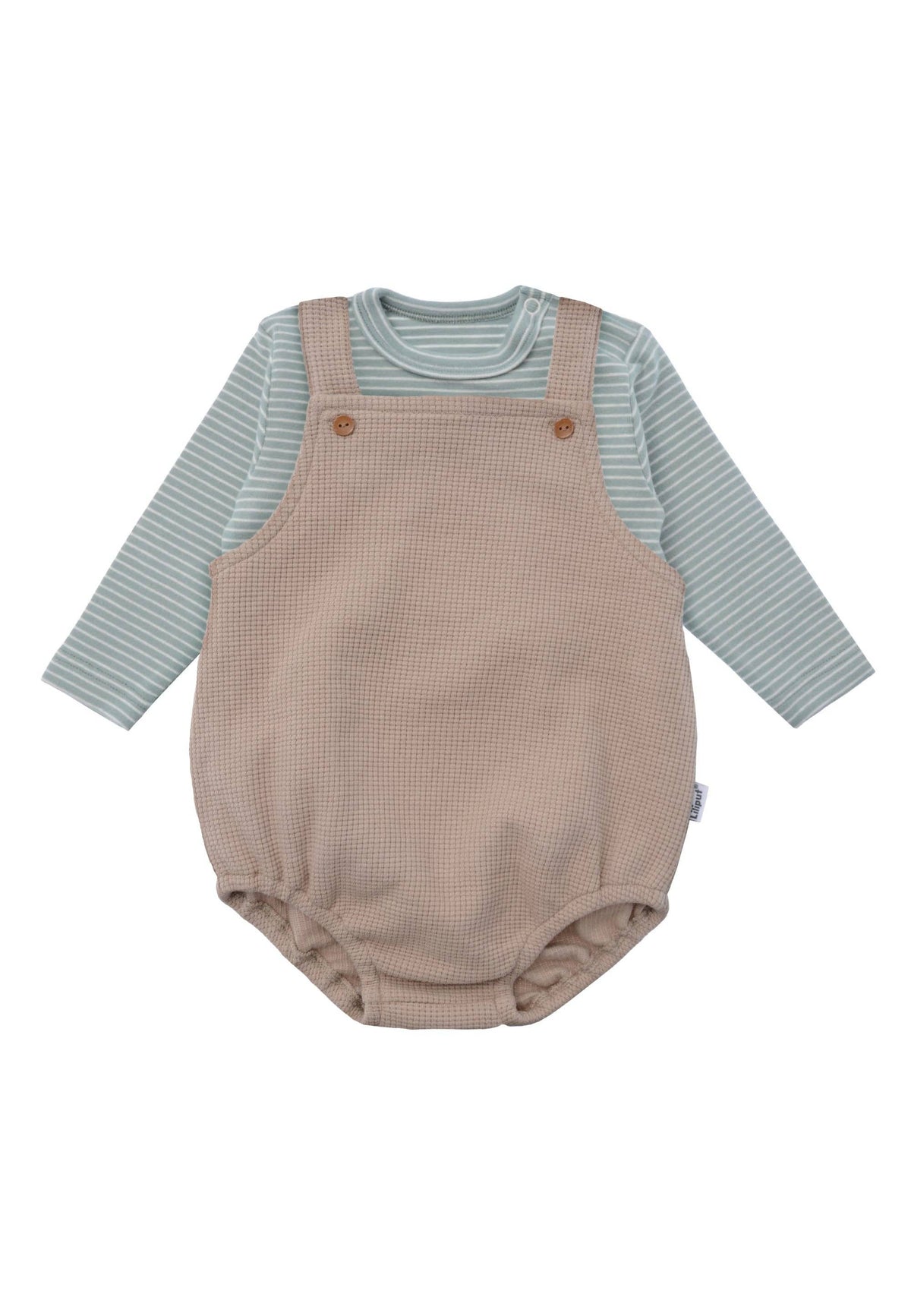 Liliput 2tlg. Set mit Baby Latzhose beige und Langarmshirt schilf geringelt