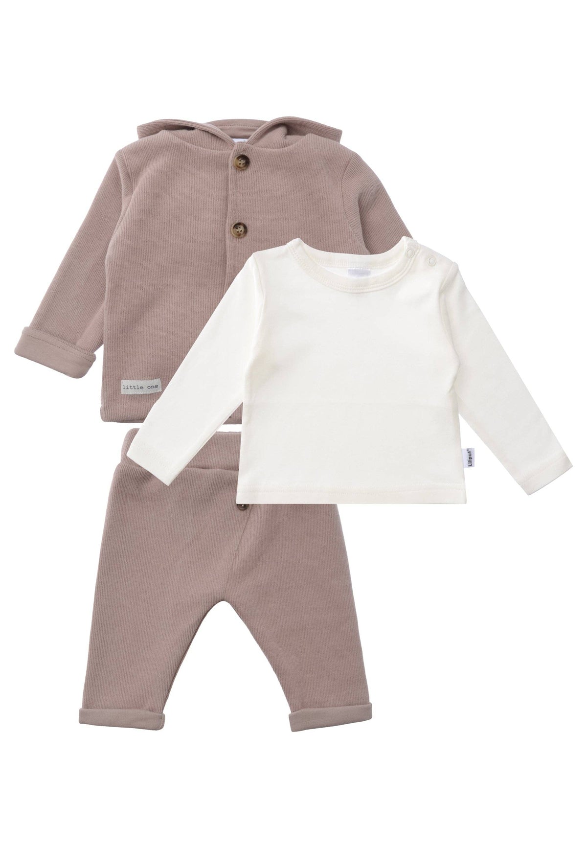 Liliput 3-teiliges Rib-Strick-Set in Braun