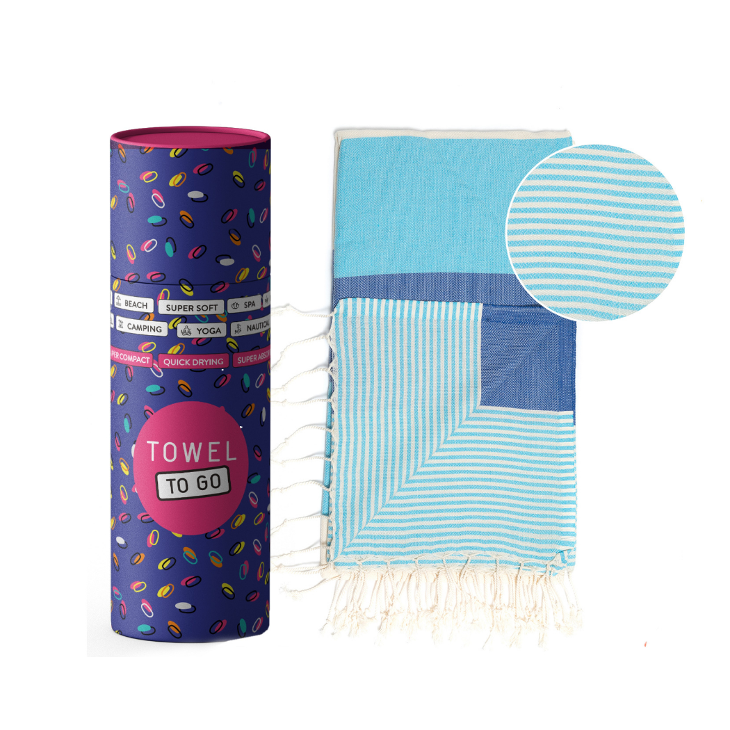 PALERMO Beach Hamamtuch mit Geschenkkarton/Blau-Türkis