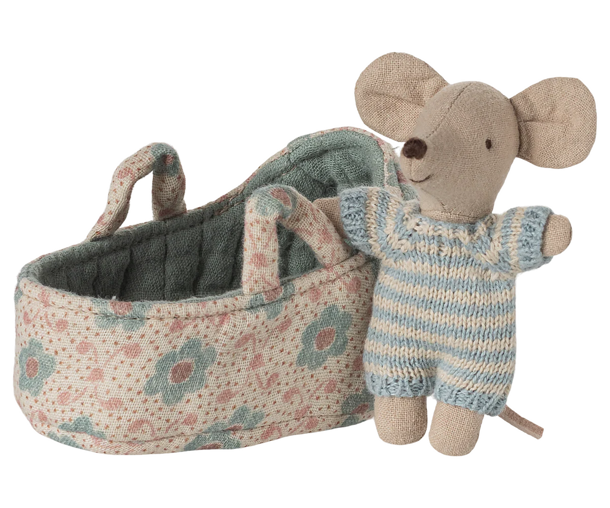 Maileg - Babymaus in Tragetasche - Blau