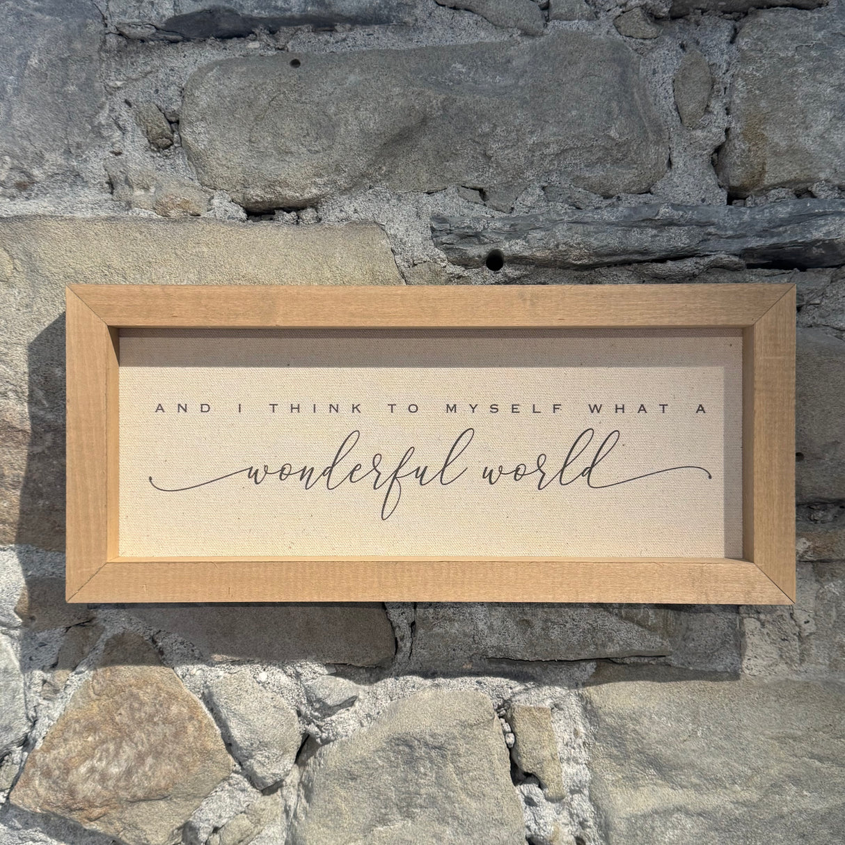 Everyday Signs – Rechteckige Leinenschilder im Eichenholzrahmen (40 x 18 cm)