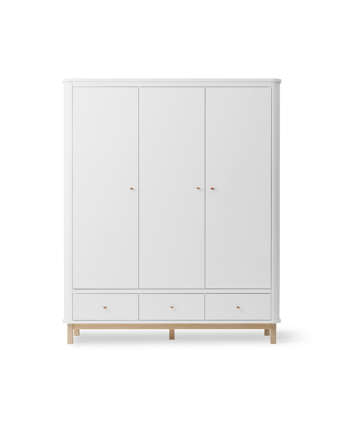 Oliver Furniture Wood Kleiderschrank 3-türig, Weiss/Eiche