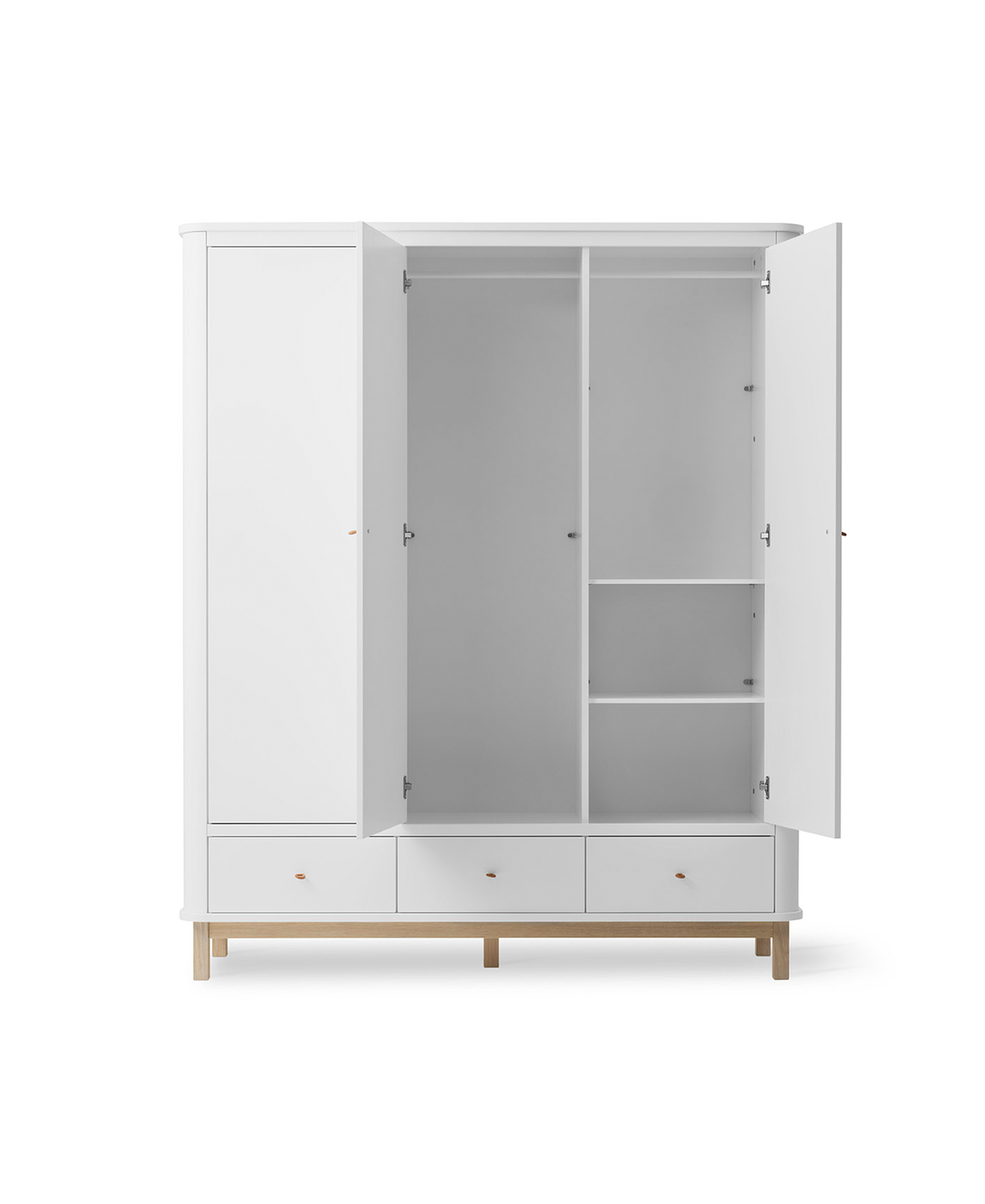 Oliver Furniture Wood Kleiderschrank 3-türig, Weiss/Eiche
