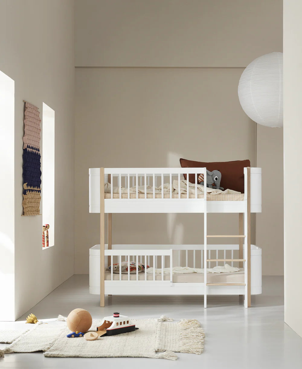 Oliver Furniture Wood Mini+ Umbauset vom Baby- und Juniorbett zum halbhohen Etagenbett, Weiss/Eiche