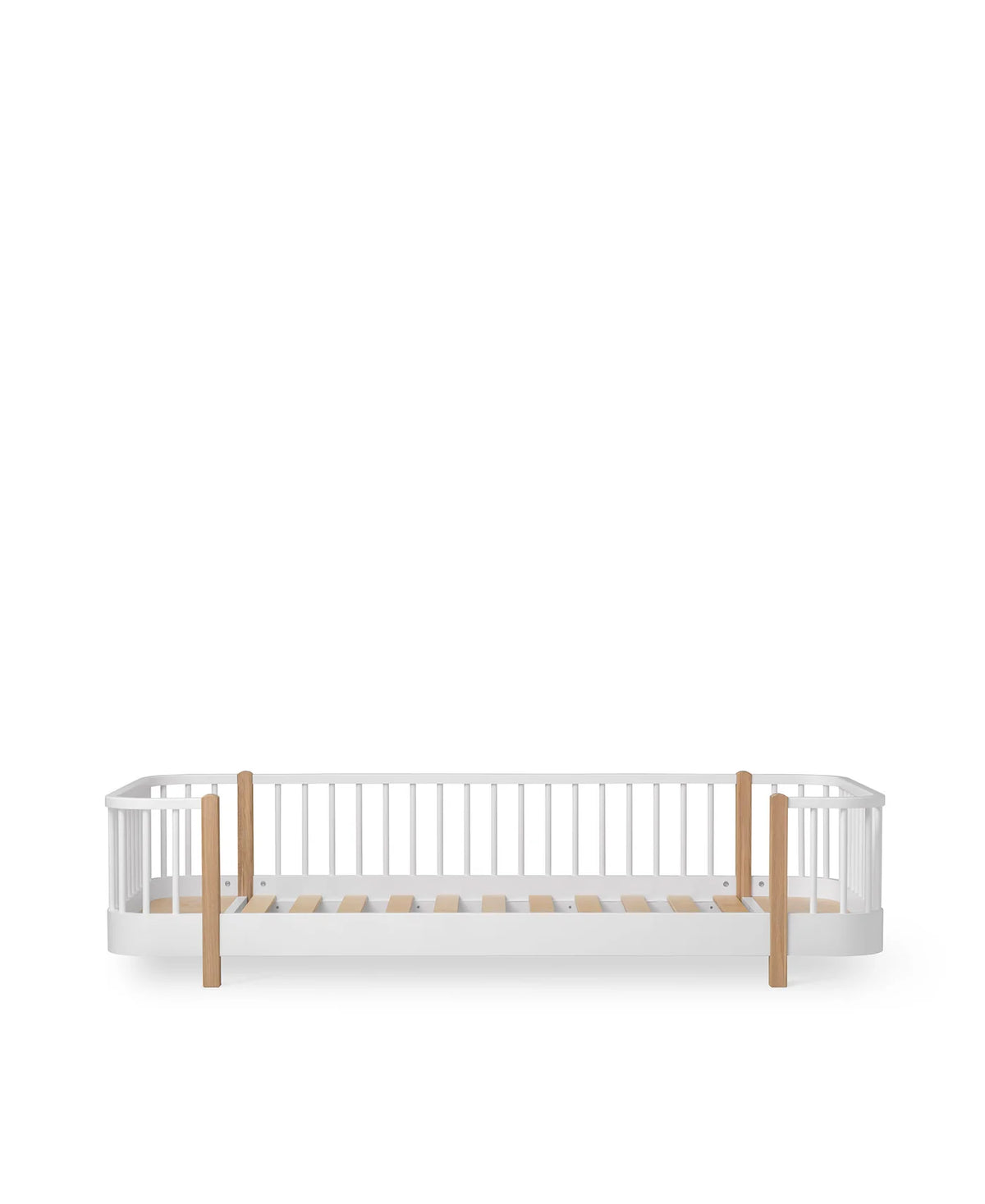 Oliver Furniture Wood Original Bodenbett 90x200 cm, Weiss/Eiche