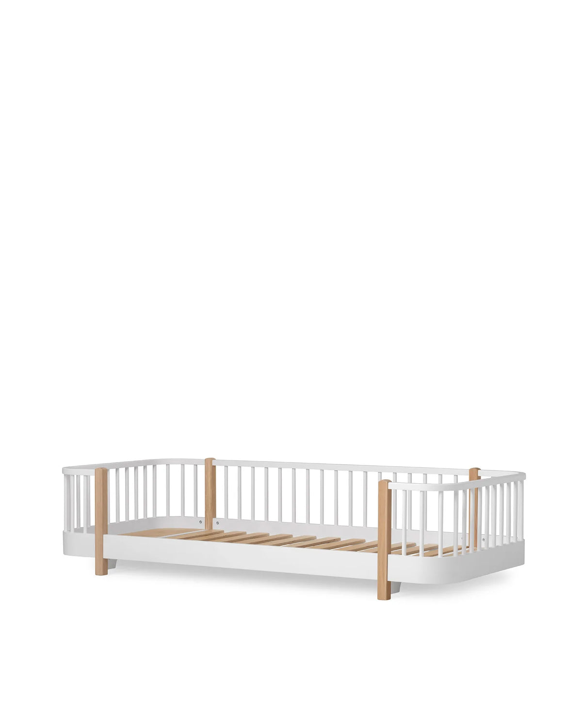 Oliver Furniture Wood Original Bodenbett 90x200 cm, Weiss/Eiche