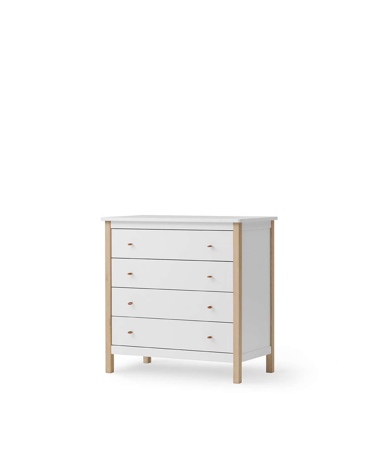 Oliver Furniture Wood Kommode 4 Schubladen, Weiss/Eiche