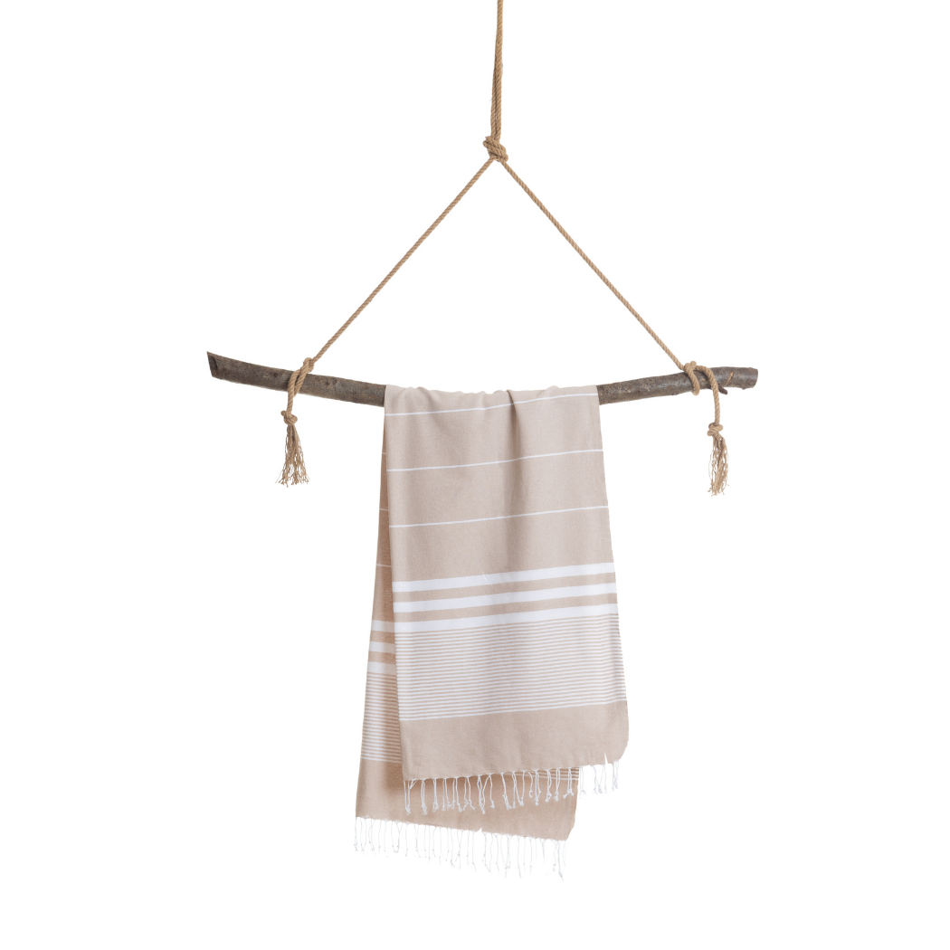 MALIBU Strandtuch, Hamamtuch mit Geschenkverpackung, Beige