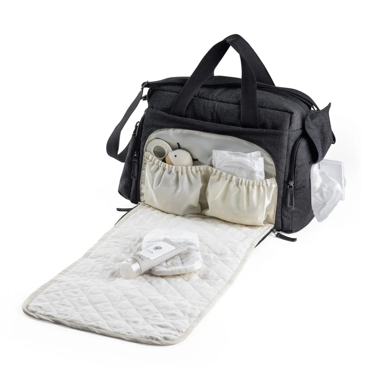 Sebra Wickeltasche mit Wickelunterlage – Dark Grey Melange