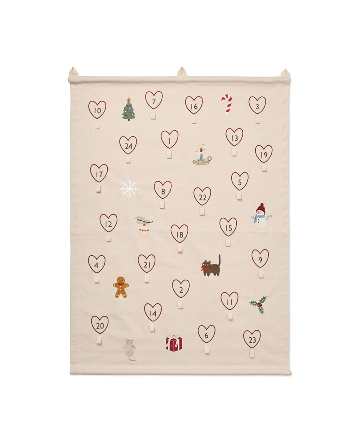 Dear April Halo Adventskalender Wandbehang – Bio-Baumwolle, 80 × 110 cm