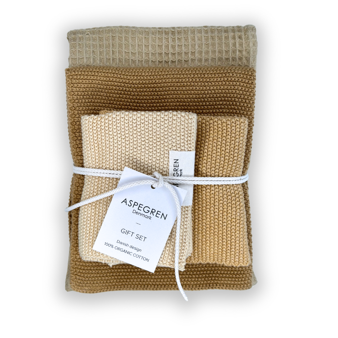 Aspegren Geschenkset Küchentextilien – Golden Straw, Mustard & Khaki