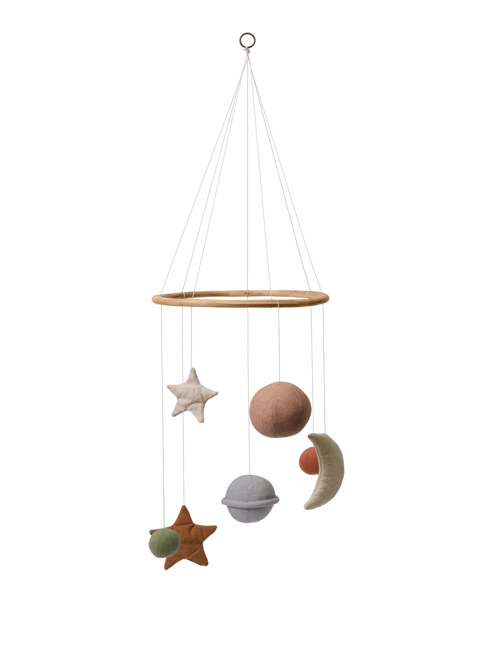 Skye Mobile von Ferm Living – Krippenmobile mit Mond, Sternen und Planeten aus Bio-Baumwolle