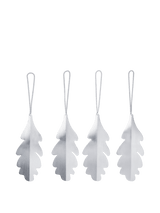 Ferm Living Eichenblatt Weihnachtsornamente – Silber, 4er-Set