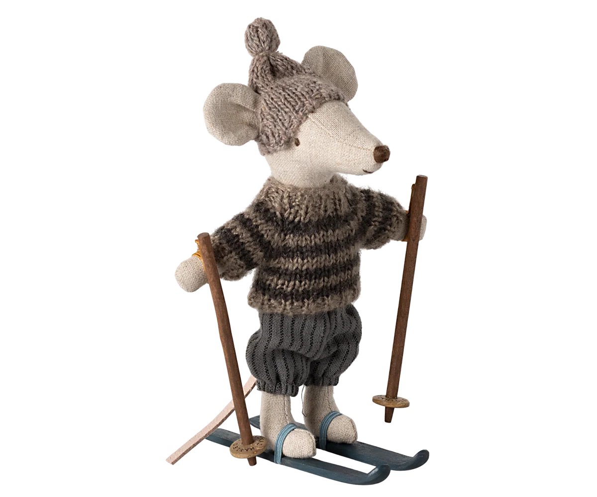 Maileg - Wintermaus mit Skiset, Großer Bruder - Grau