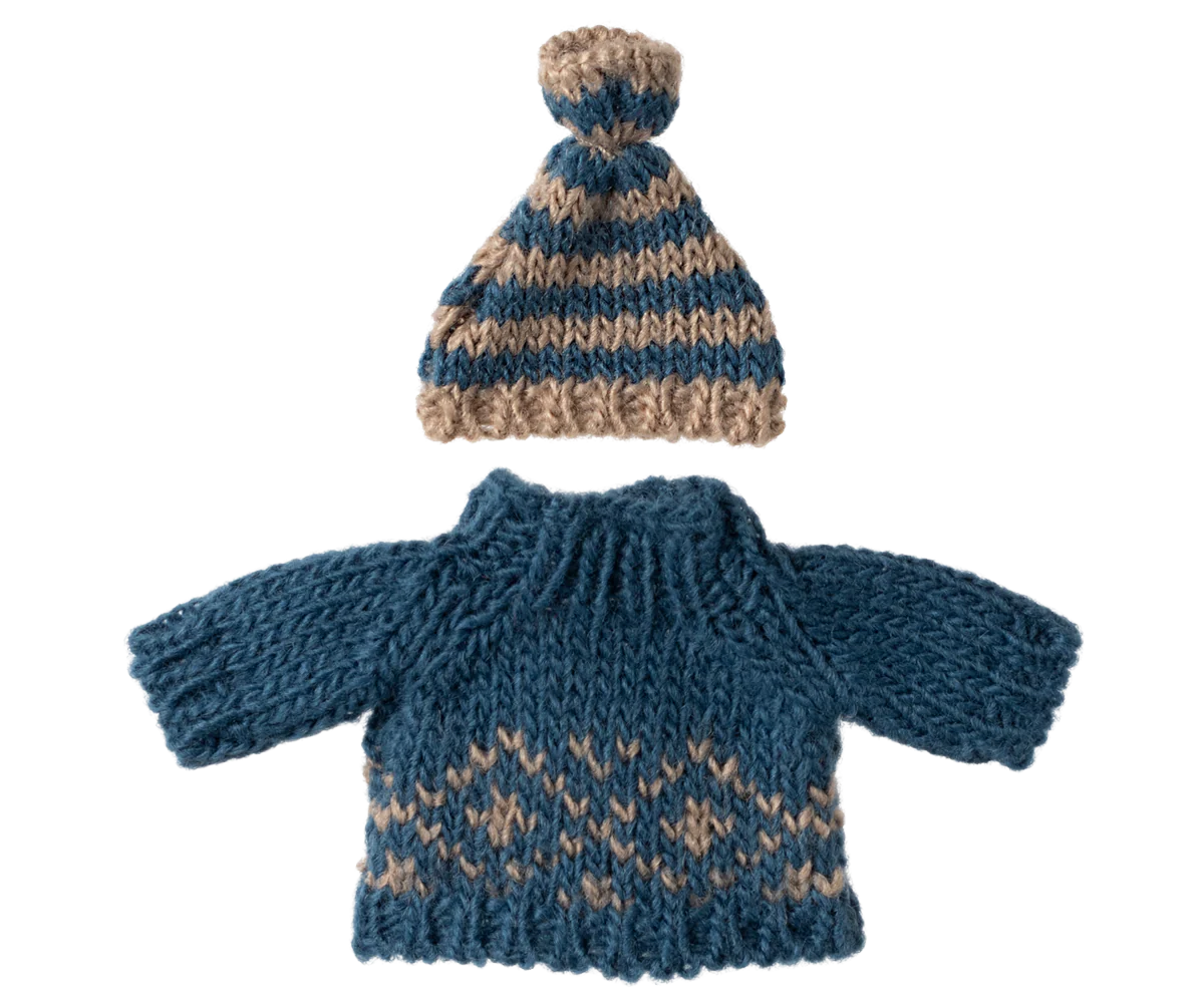 Maileg - Strickpullover und Mütze, Papa Maus