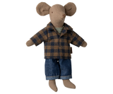 Maileg - Braunes kariertes Hemd und Hose, Papa Maus