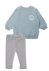Liliput Baby Outfit Sweatshirt & Leggings – Smiley Hellblau/Schwarz-Weiß 74/80