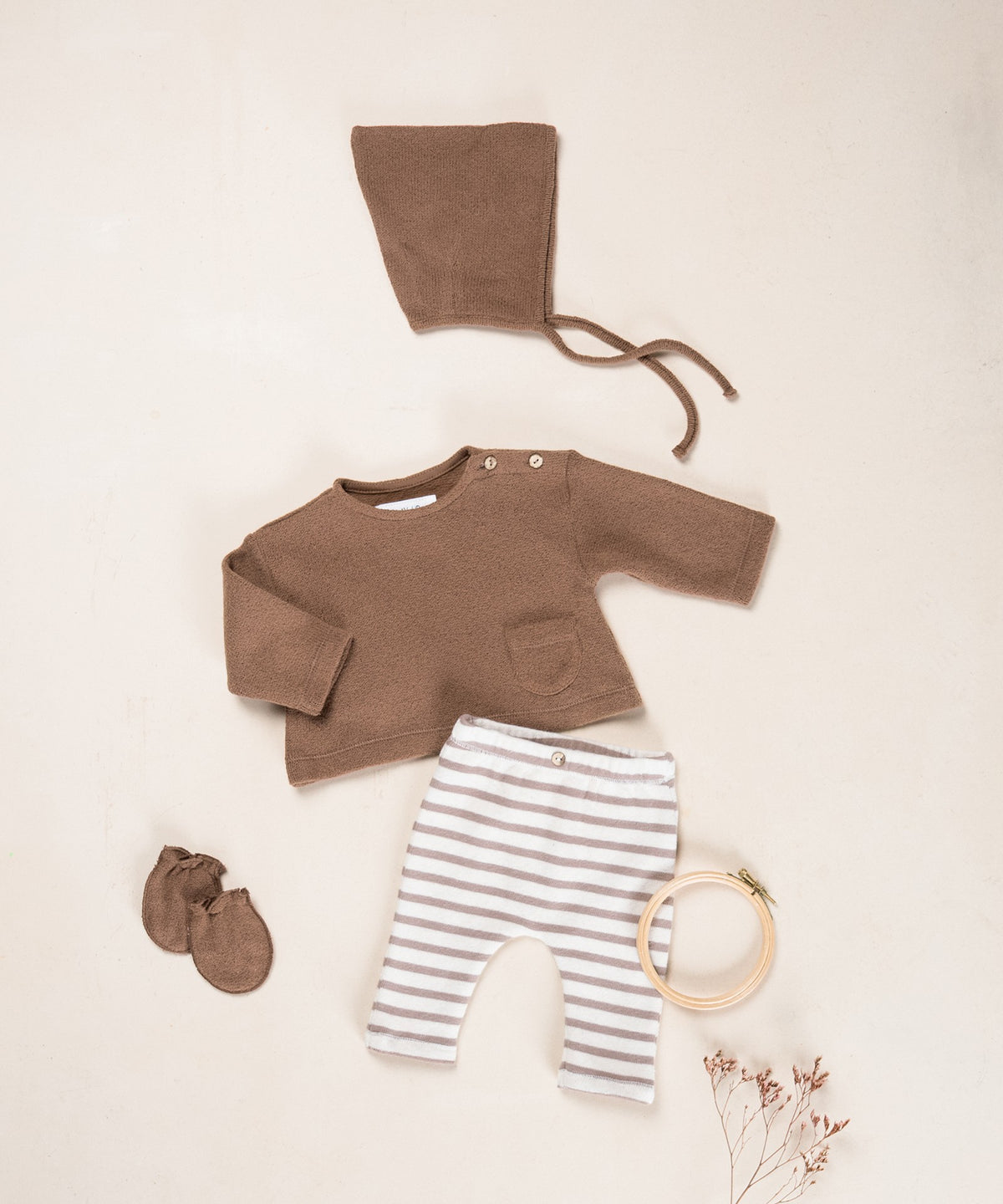 Play Up Leggings mit Streifen und angerauter Innenseite – Light Brown