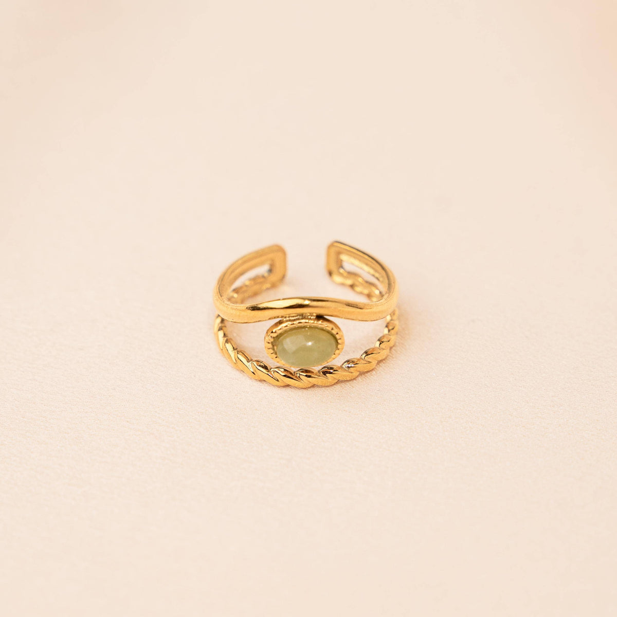 Victoire Collection Damenring mit grünem Achat – Edelstahl Gold