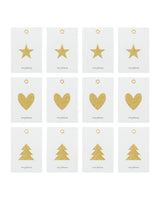 House Doctor HDGlitr Geschenkanhänger – Weiß/Gold, 12er-Set