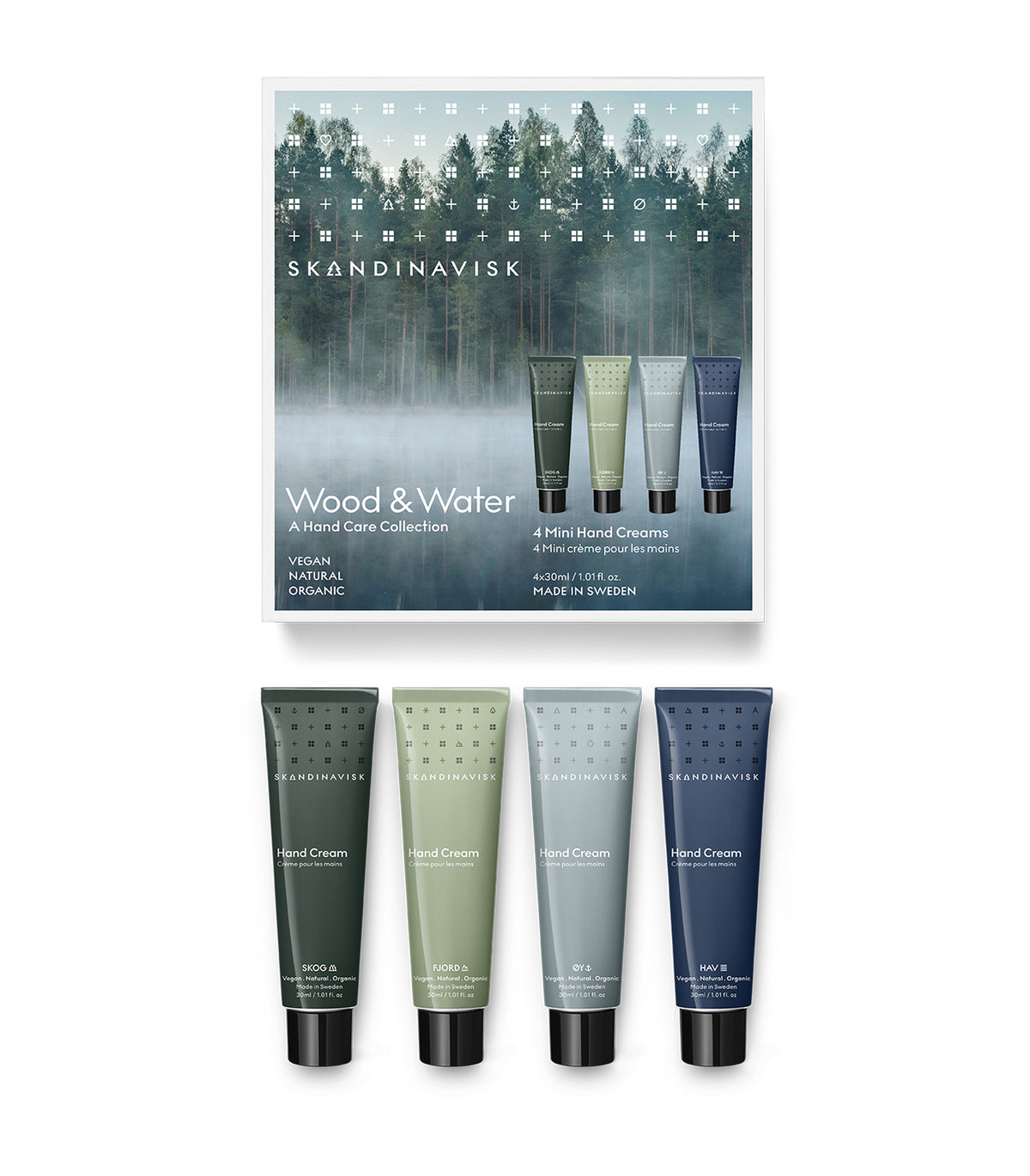 Skandinavisk - Giftset WOOD & WATER Mini Handcream 30ml x 4