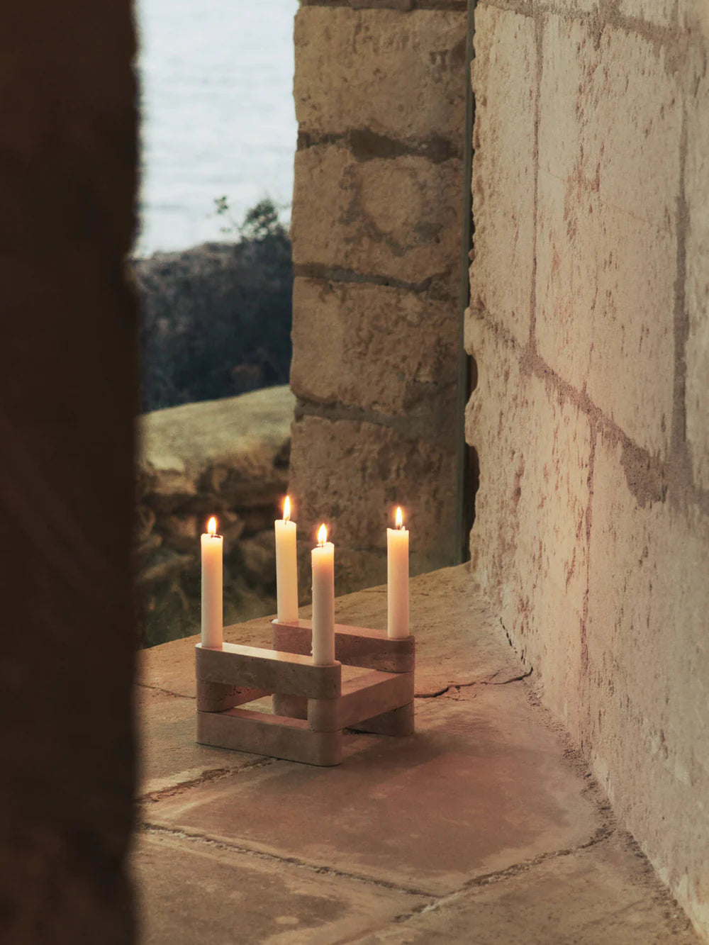 Fermliving - Newel Modular Candle Holder - Set of 6 - Travertin