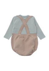 Liliput 2tlg. Set mit Baby Latzhose beige und Langarmshirt schilf geringelt