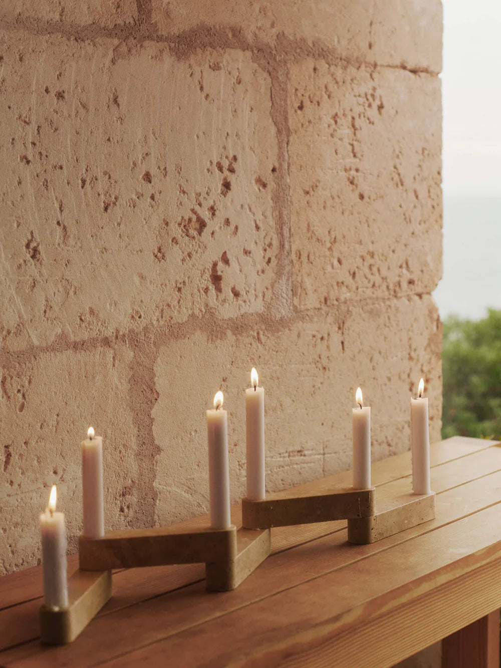 Fermliving - Newel Modular Candle Holder - Set of 6 - Travertin
