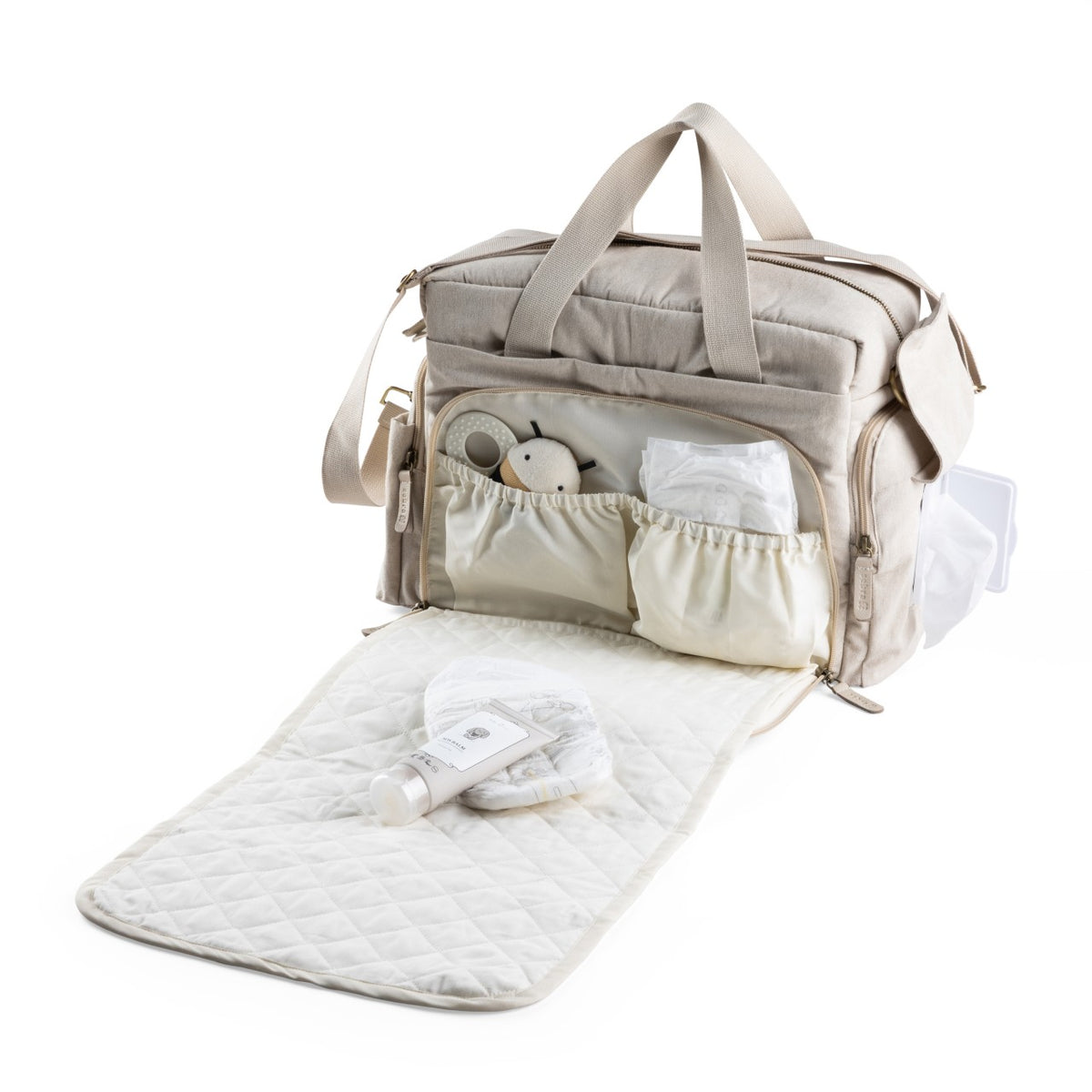 Sebra Wickeltasche mit Wickelunterlage – Morning Beige Melange
