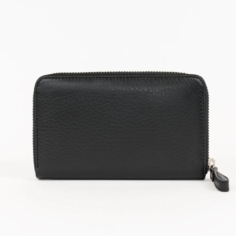 Lost & Found Mittleres Reissverschluss Portemonnaie Black Silver