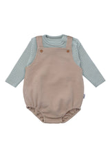 Liliput 2tlg. Set mit Baby Latzhose beige und Langarmshirt schilf geringelt
