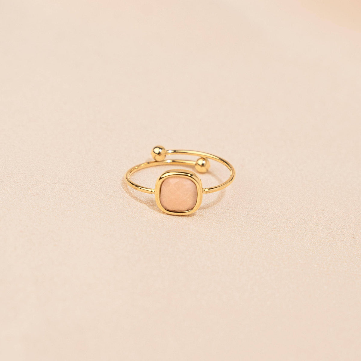 Victoire Collection Damenring mit Rosenquarz – Edelstahl Gold