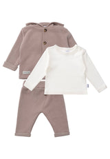 Liliput 3-teiliges Rib-Strick-Set in Braun