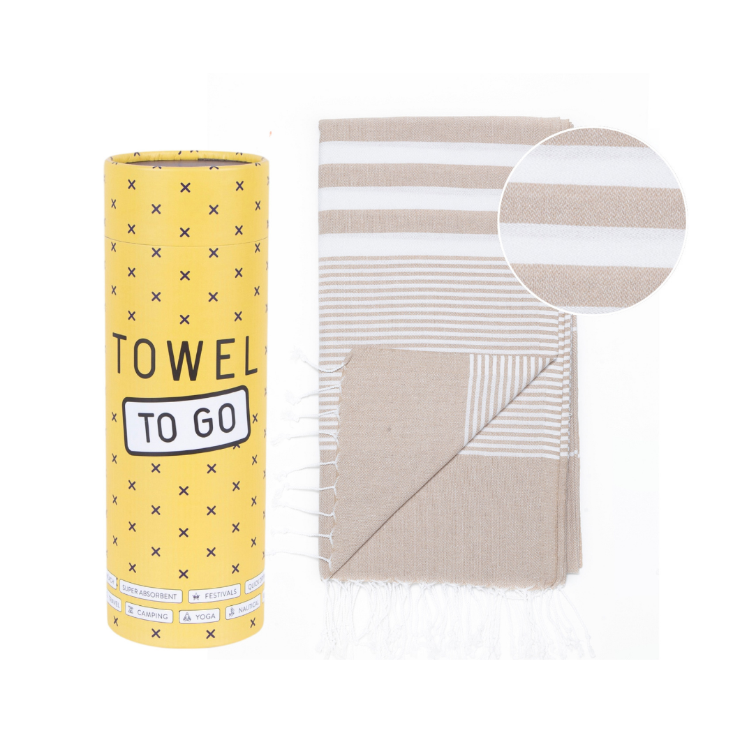 MALIBU Strandtuch, Hamamtuch mit Geschenkverpackung, Beige