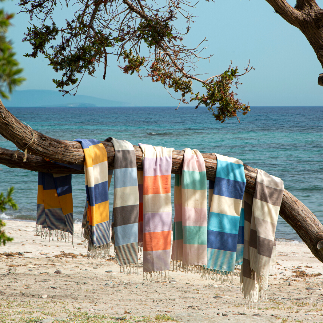 PALERMO Beach Hamamtuch mit Geschenkkarton/ Beige-Braun