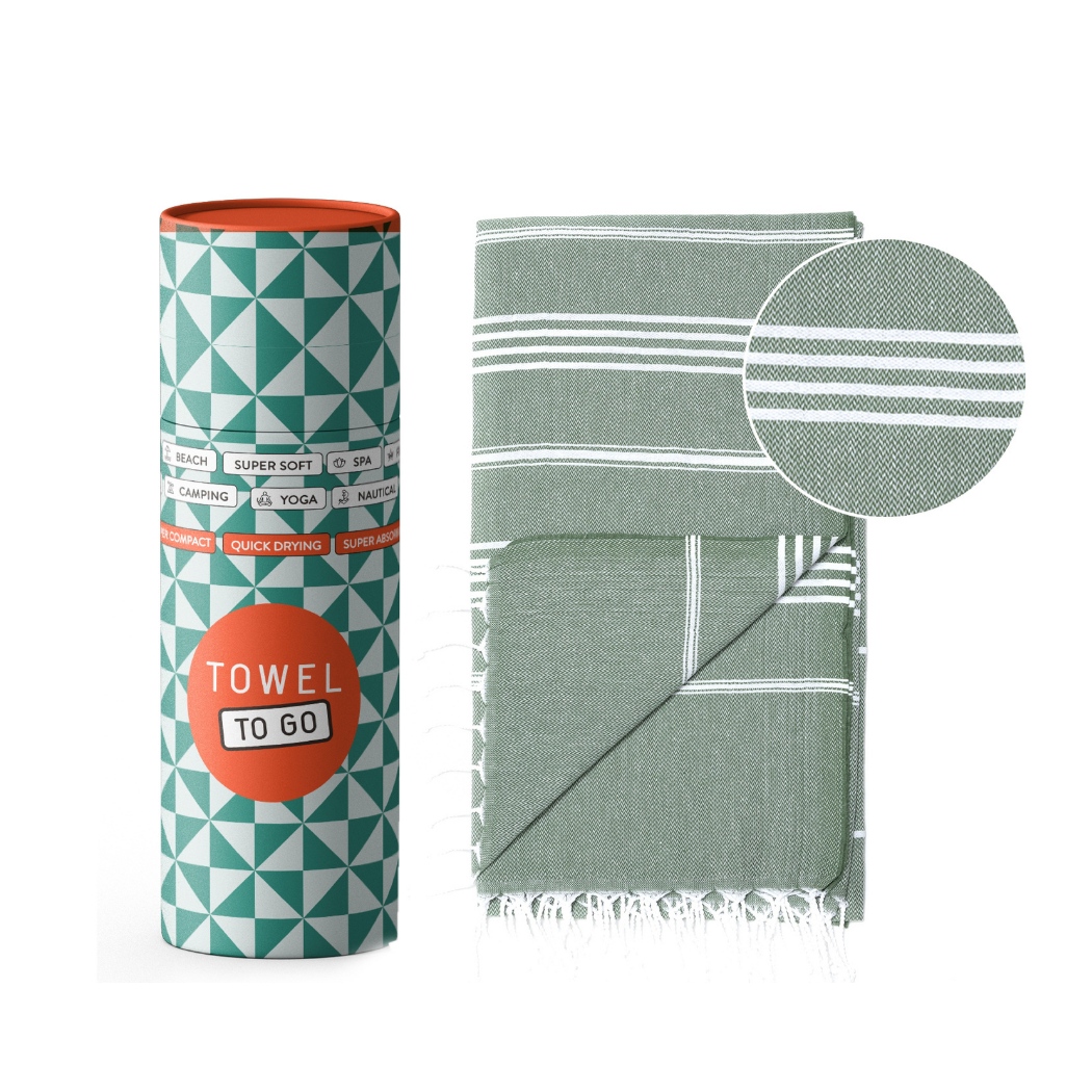 IPANEMA Strandtuch, Hamamtuch mit Geschenkverpackung, Khaki/Grün
