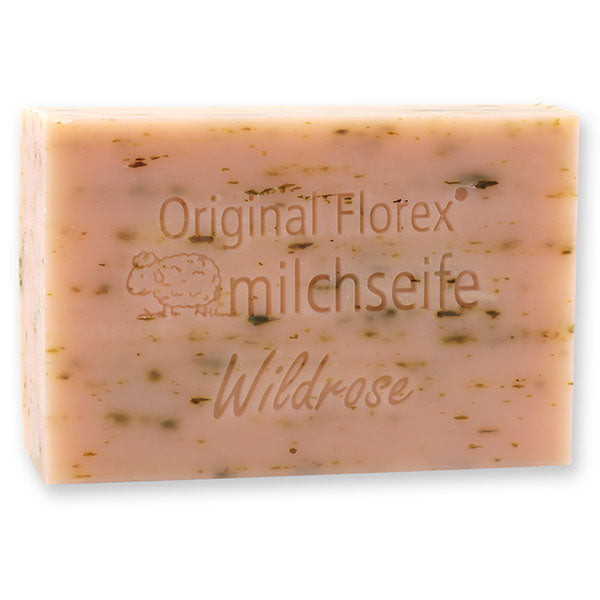 Schafmilchseife Olivenholz-Seifenschale "Wohlfühlzeit", Wildrose