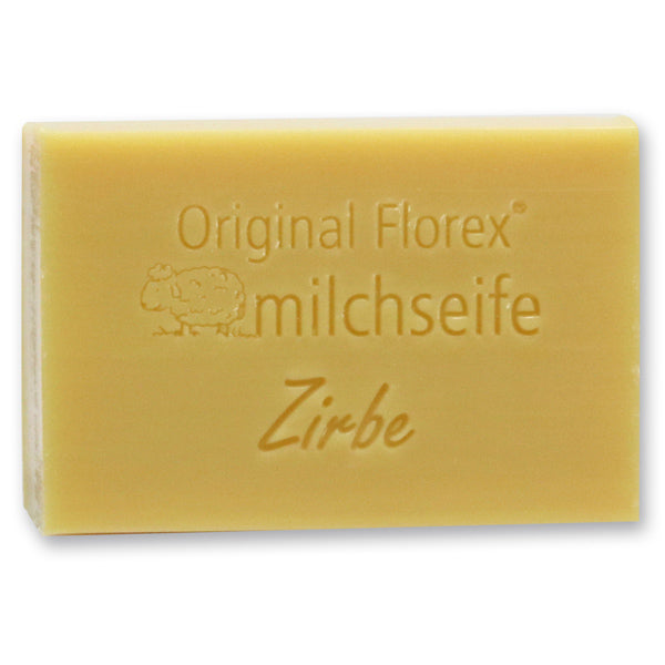 Schafmilchseife Olivenholz-Seifenschale "Wohlfühlzeit", Zirbe