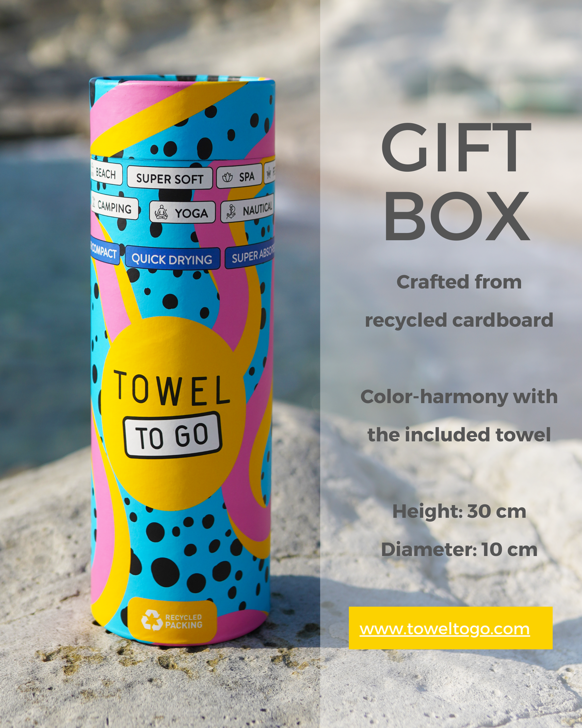 PALERMO Strand-Hamam-Handtuch mit Geschenkbox / Blau - Gelb