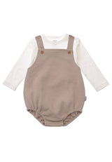 Liliput 2tlg. Set mit Baby Latzhose beige und Langarmshirt ecru