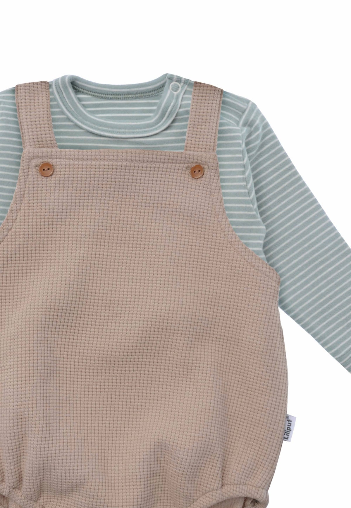 Liliput 2tlg. Set mit Baby Latzhose beige und Langarmshirt schilf geringelt